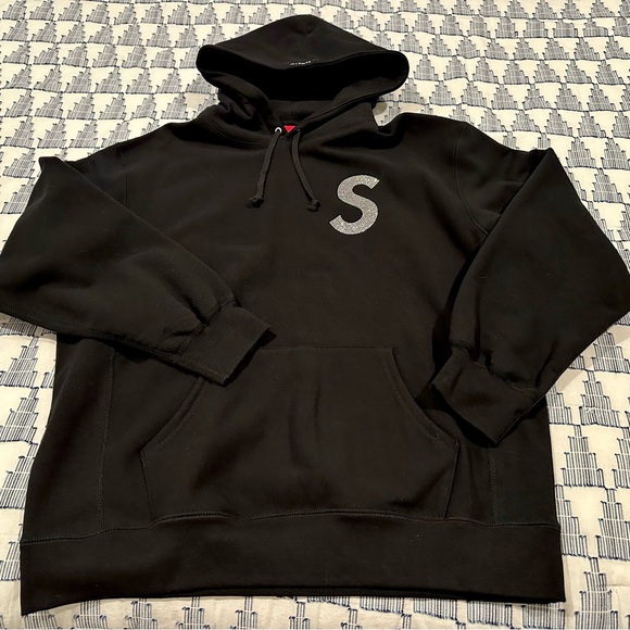 Supreme x Swarovski S Logo Hooded Sweatshirt 'Black'(Large)